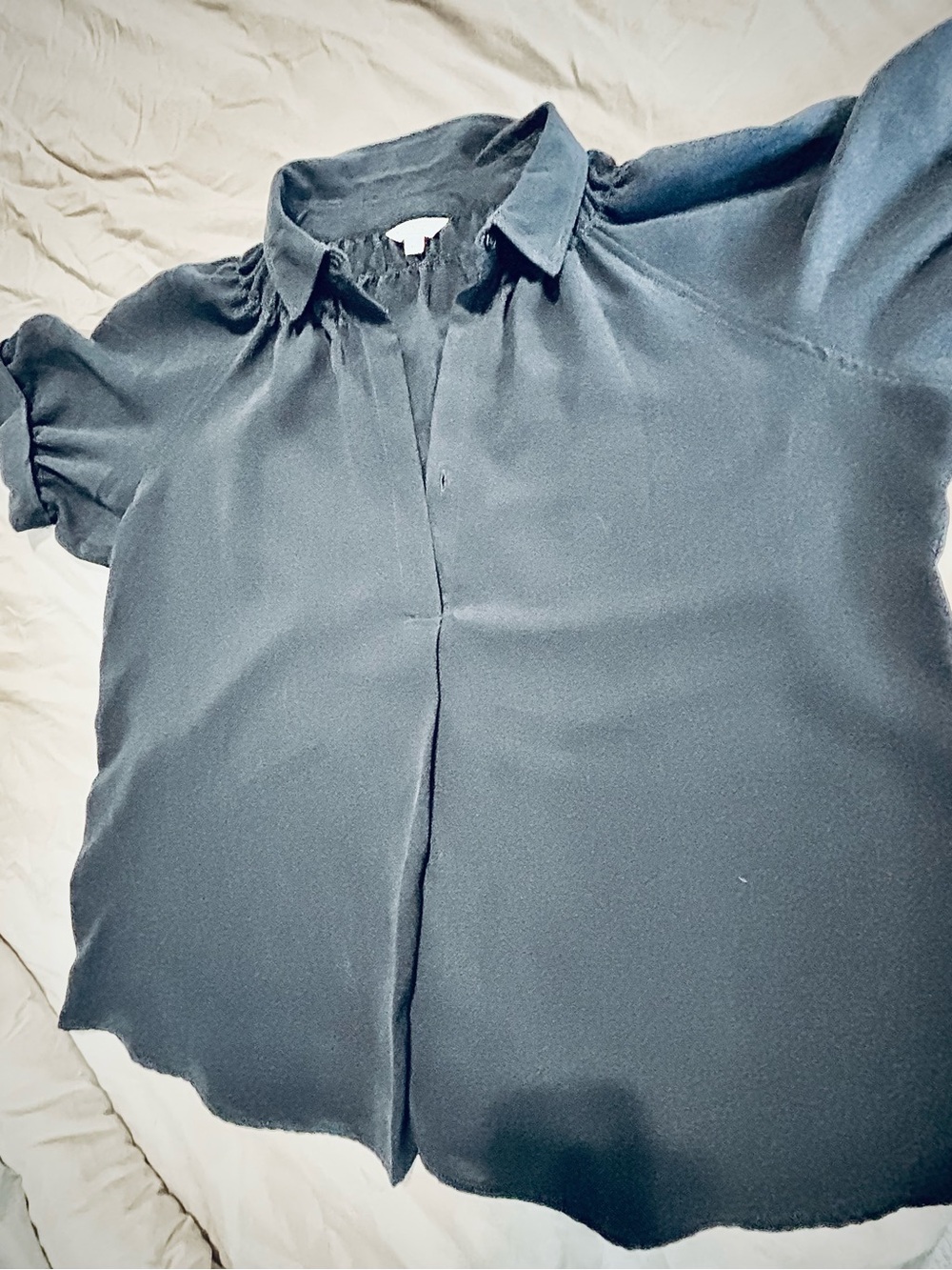Max Studio London Navy Blue Ruffle Sleeve Blouse XL